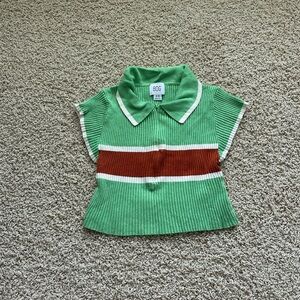 Collared Cropped Ribbed Shirt